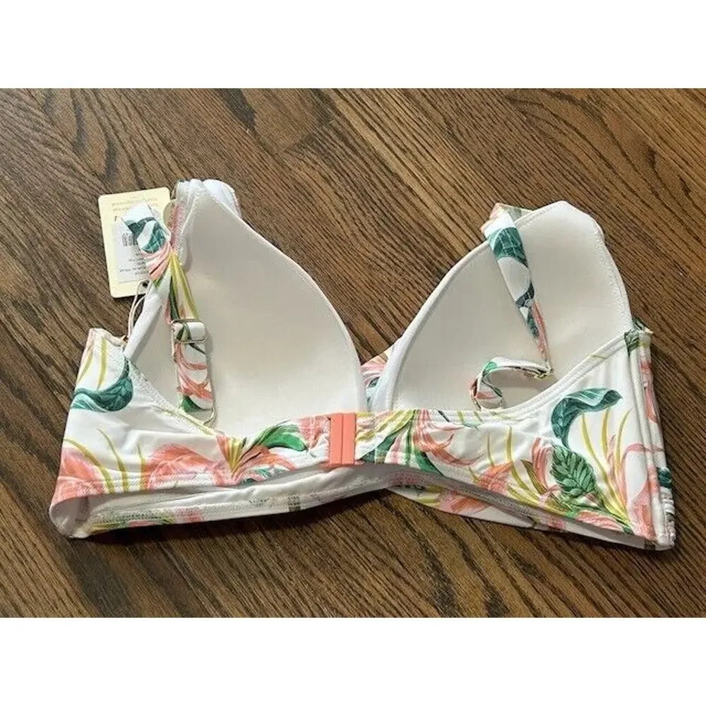 Artesands April Spritz Delacroix Bikini Top Cross Front Floral White Size 14 NEW